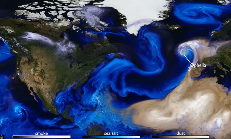 NASA mostra como o furacão Ofélia influenciou os incêndios em Portugal