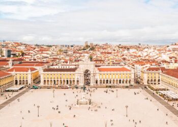 Lisboa Terreiro do Paço Praca do Comercio Aerial