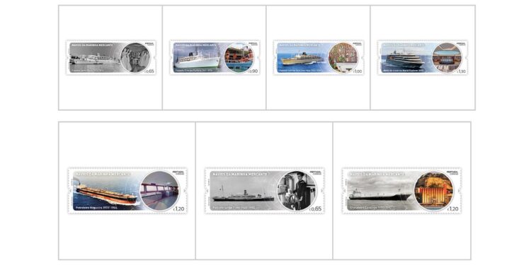 CTT lançaram emissão filatélica ‘Navios da Marinha Mercante Portuguesa’ 11 selos ctt